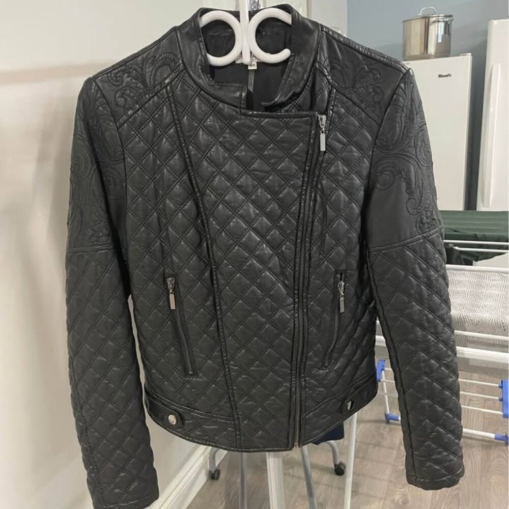 women’s biker jacket by Buffalo David‎ Bitton small vegan leather